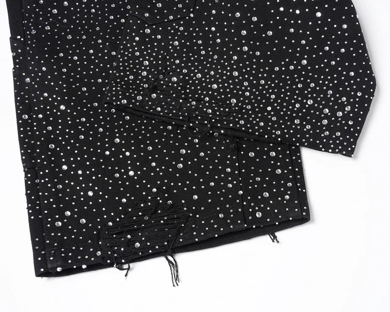 Sparkling Dot Pattern Denim Shorts