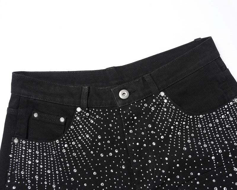 Sparkling Dot Pattern Denim Shorts
