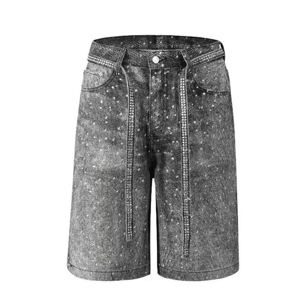 Sparkling Dot Pattern Denim Shorts