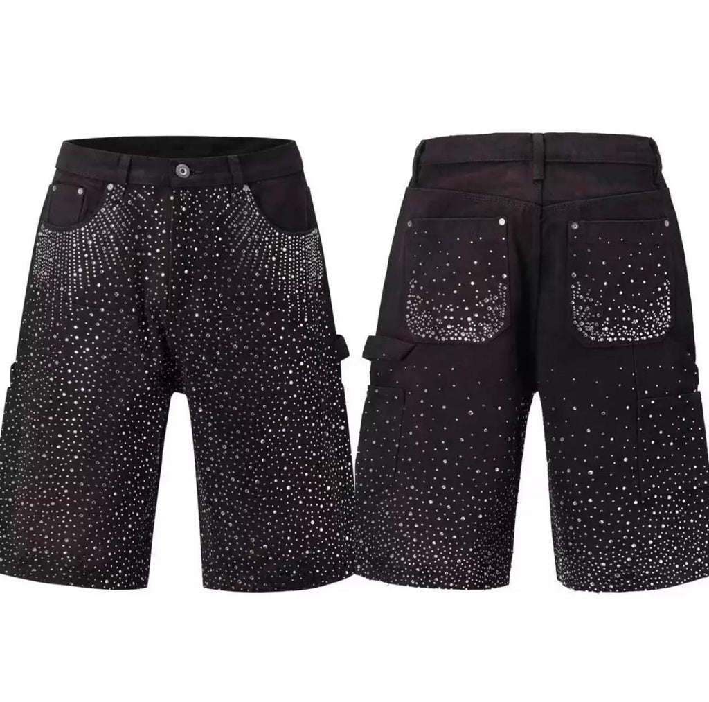 Sparkling Dot Pattern Denim Shorts