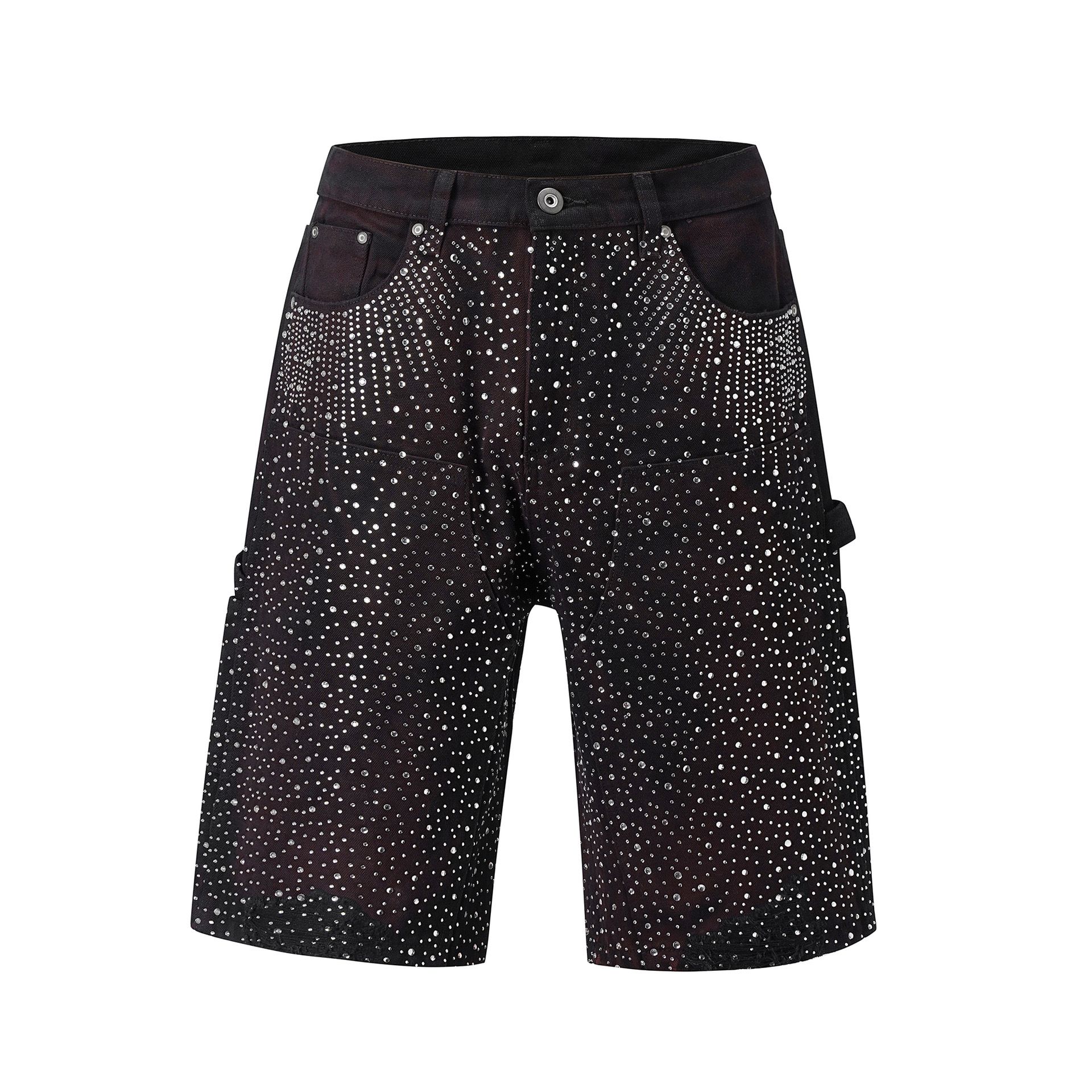 Sparkling Dot Pattern Denim Shorts